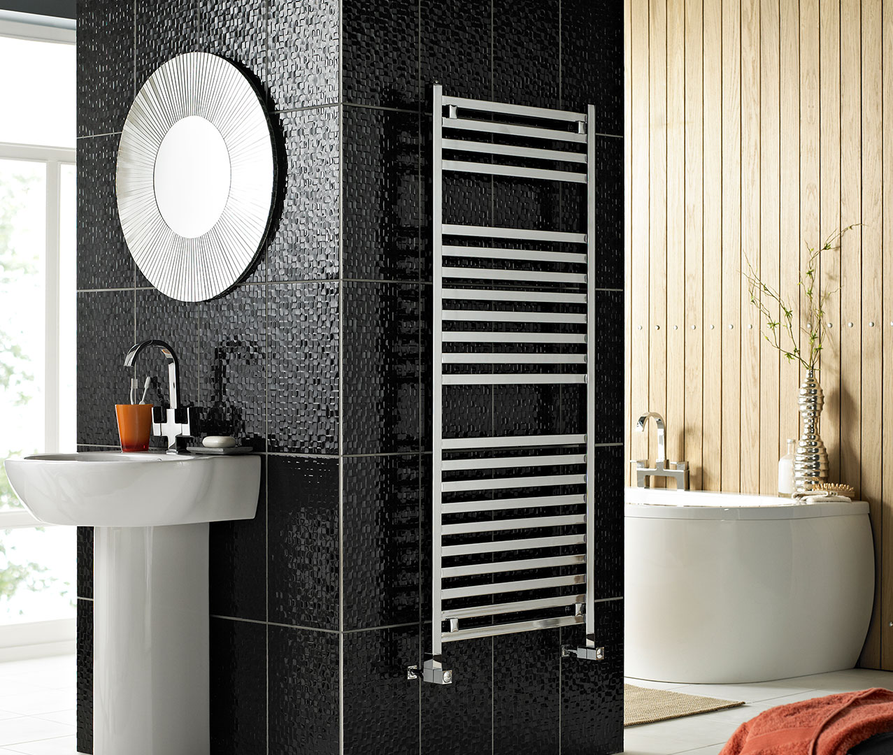 Contemporary Chrome electric towel rail 5