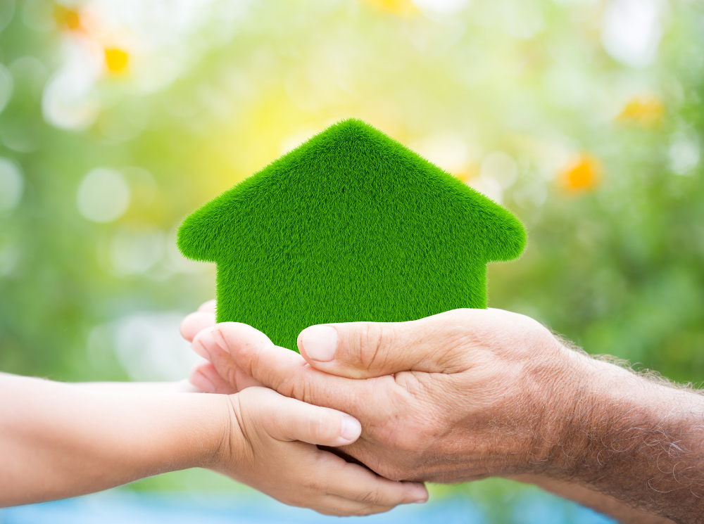 green house with holding of hands