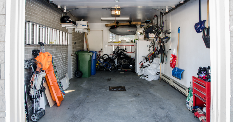 An organised garage in a household.