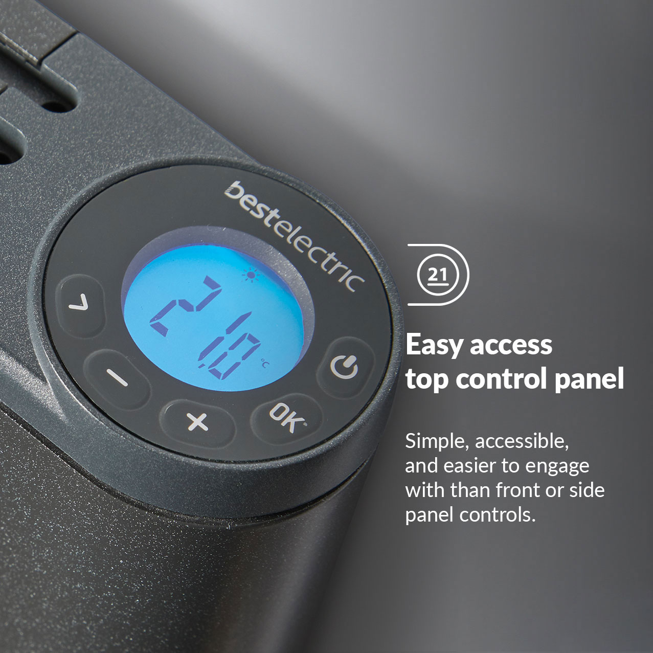 slimline curve anthracite electric radiator control panel