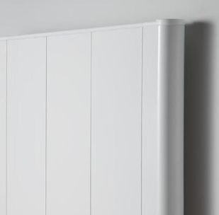 wall-mounted installed Slimline Curve Wifi Electric Radiator on a white background