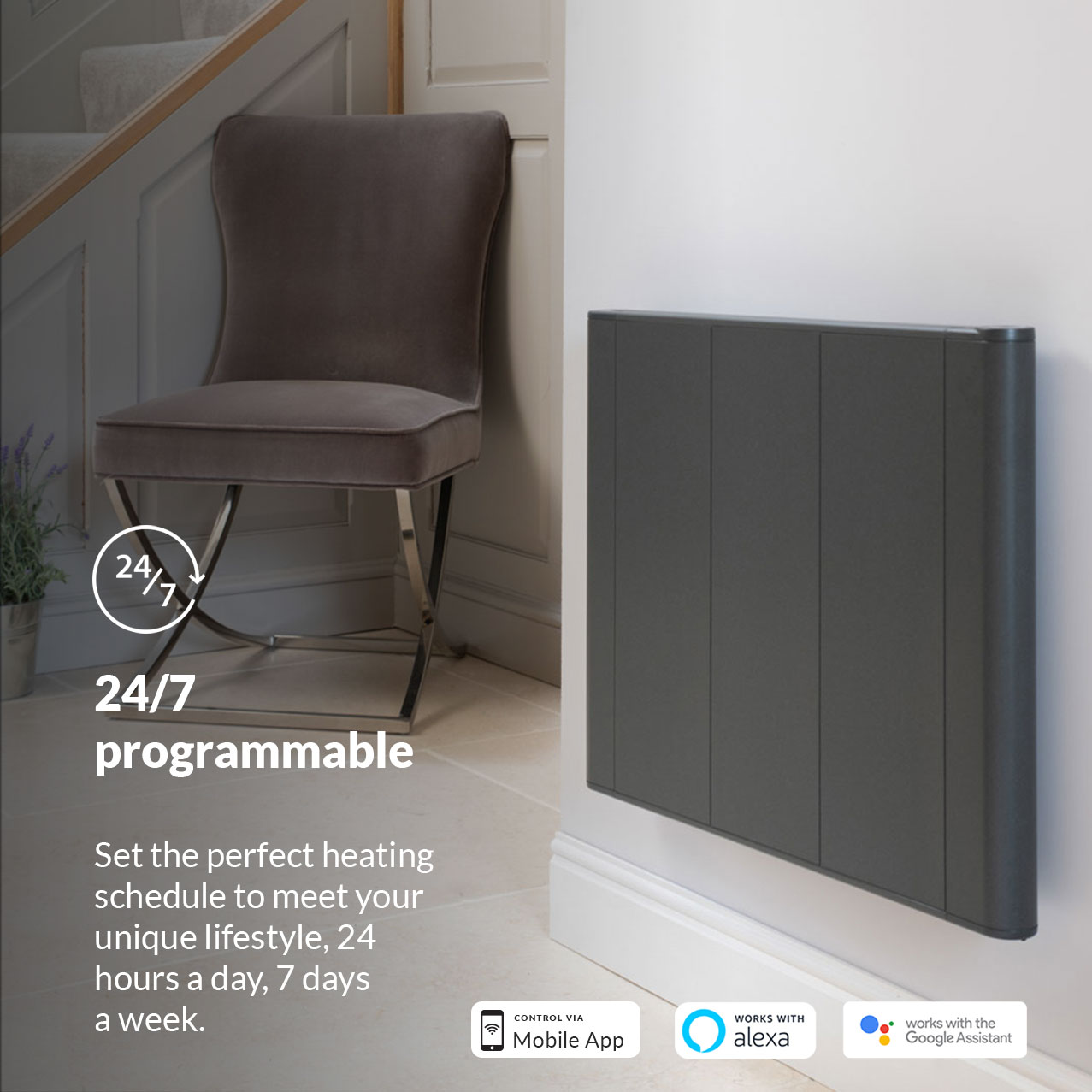 slimline curve wifi anthracite electric radiator programmable