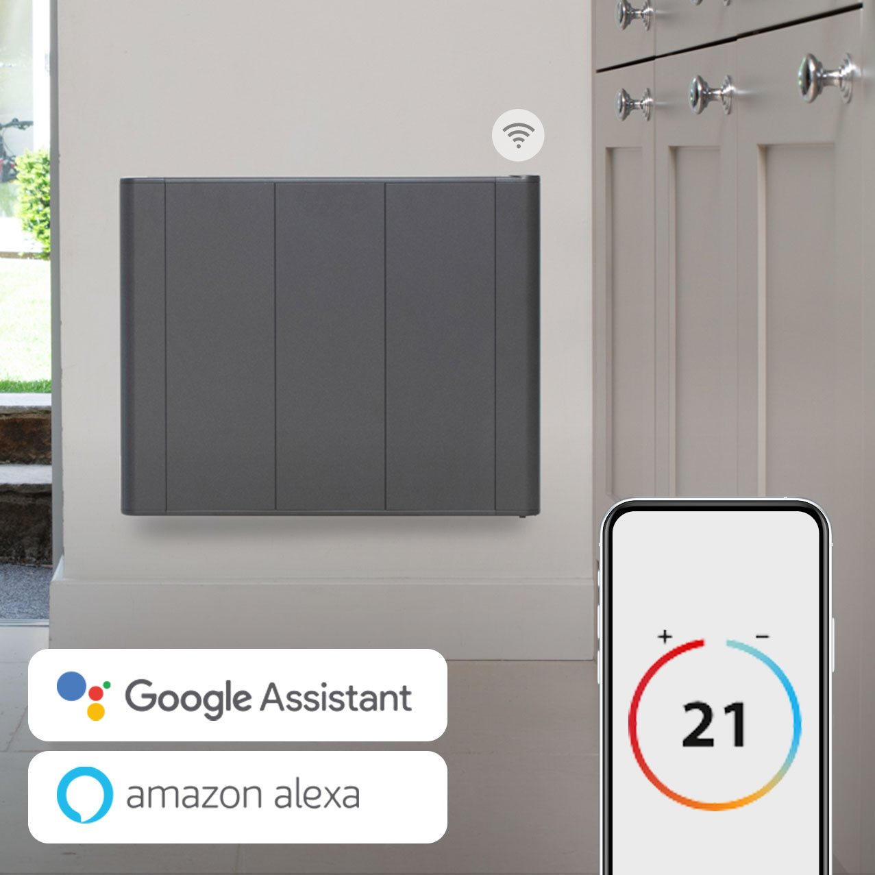 slimline curve wifi anthracite electric radiator wifi app