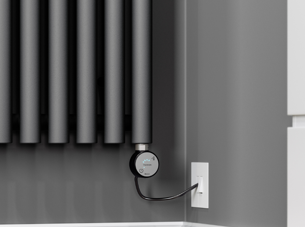 a wall-mounted levant vertical electric radiator plugged