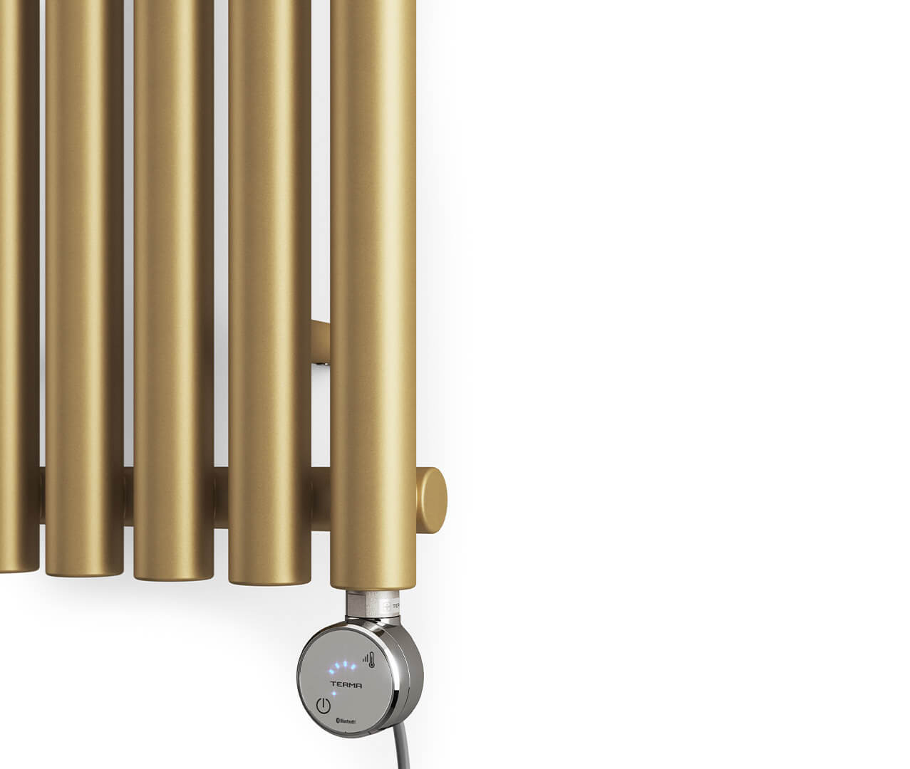 Levanto Vertical Electric Radiator Brass Controls Image