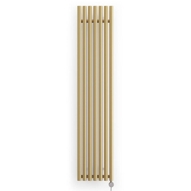 Levanto Vertical Electric Radiator Brass Front Image