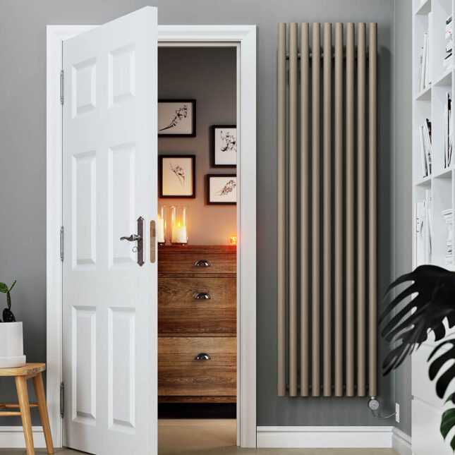 Levanto Vertical Electric Radiator Mocha 1000W Front