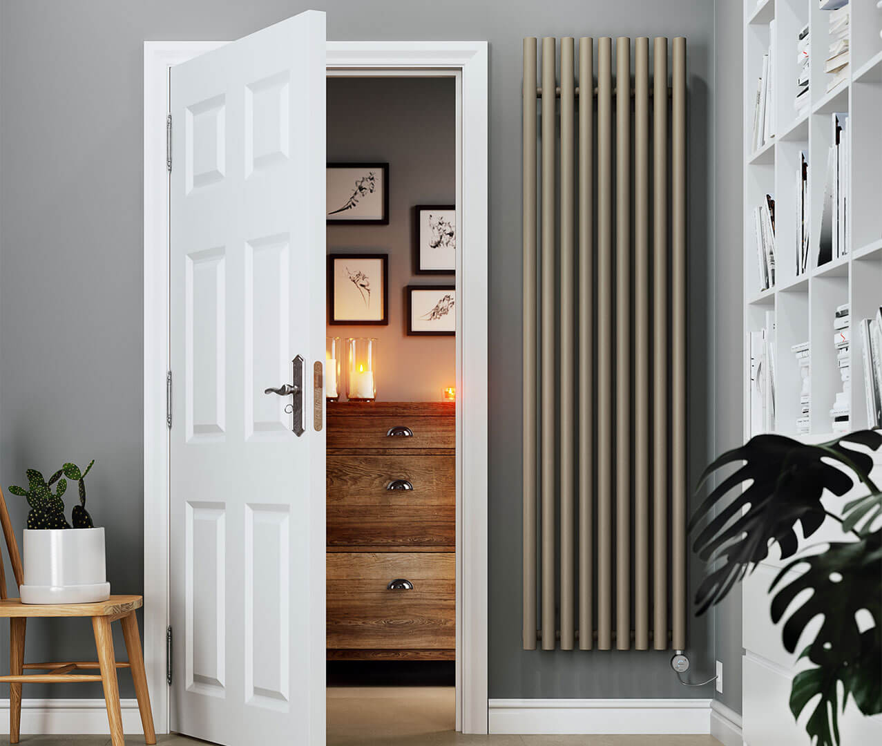 Levanto Vertical Electric Radiator Mocha 1000W Front