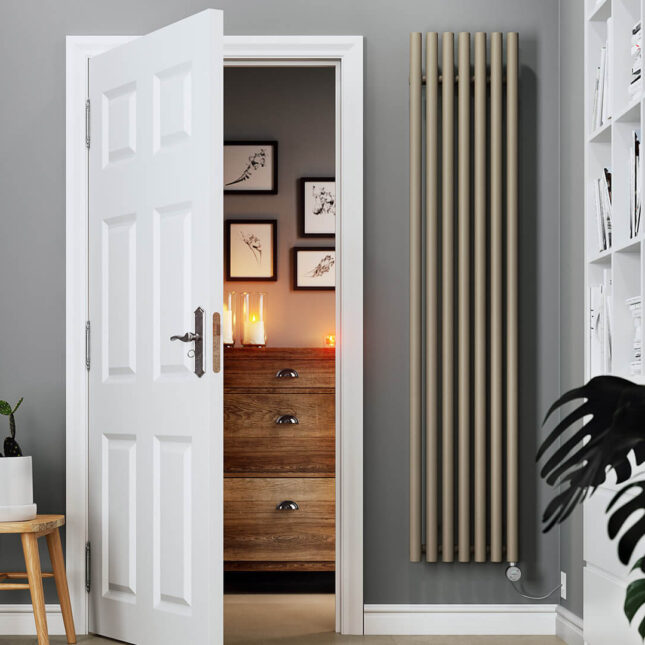 Levanto Vertical Electric Radiator Mocha Front Image