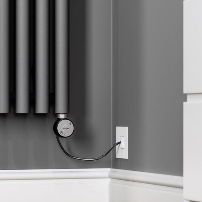 Levanto Vertical Electric Radiator Modern Grey Controls