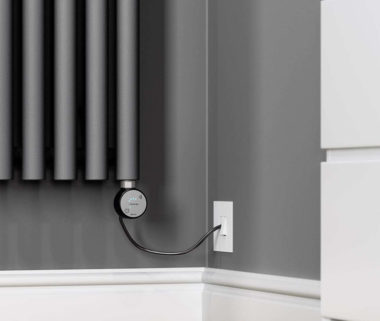 Levanto Vertical Electric Radiator Modern Grey Controls