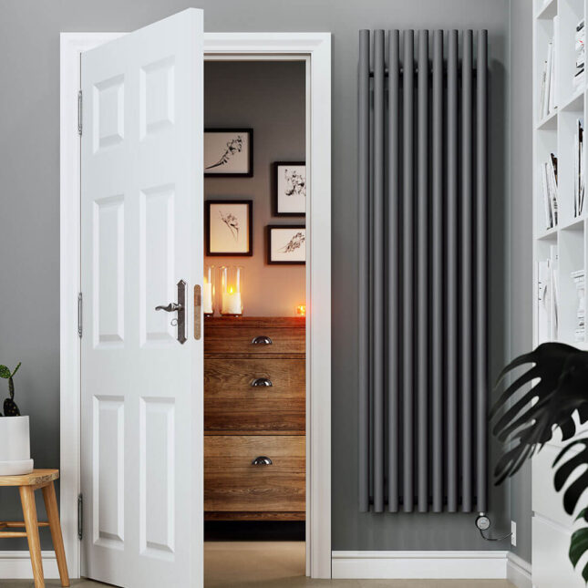 Levanto Vertical Electric Radiator Modern grey 1000W Front