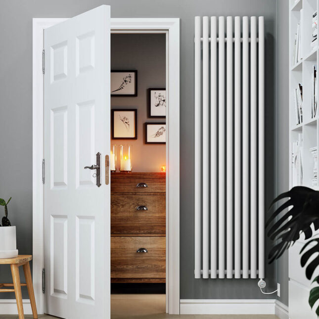 Levanto Vertical Electric Radiator White 1000W Front