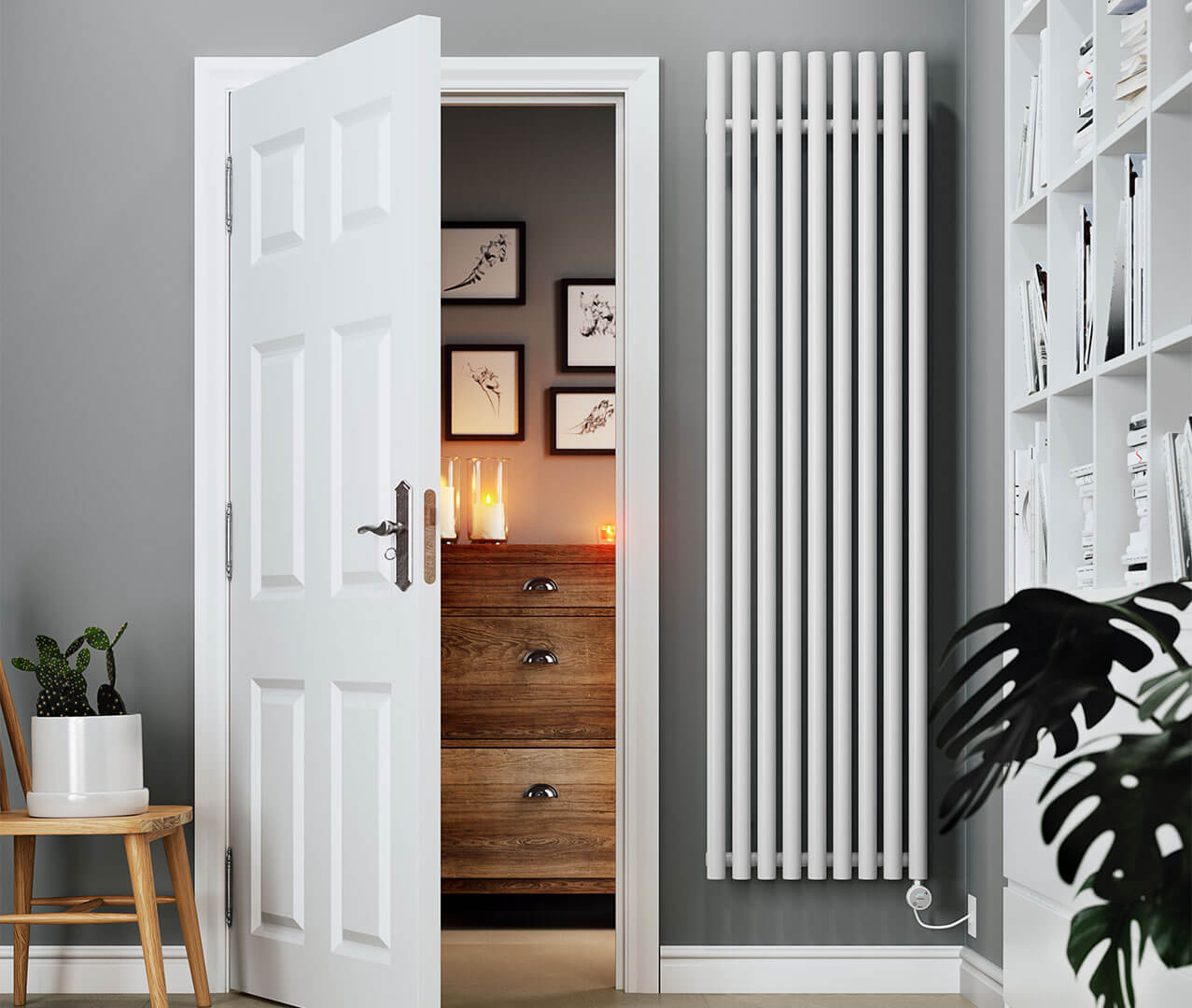 Levanto Vertical Electric Radiator White 1000W Front