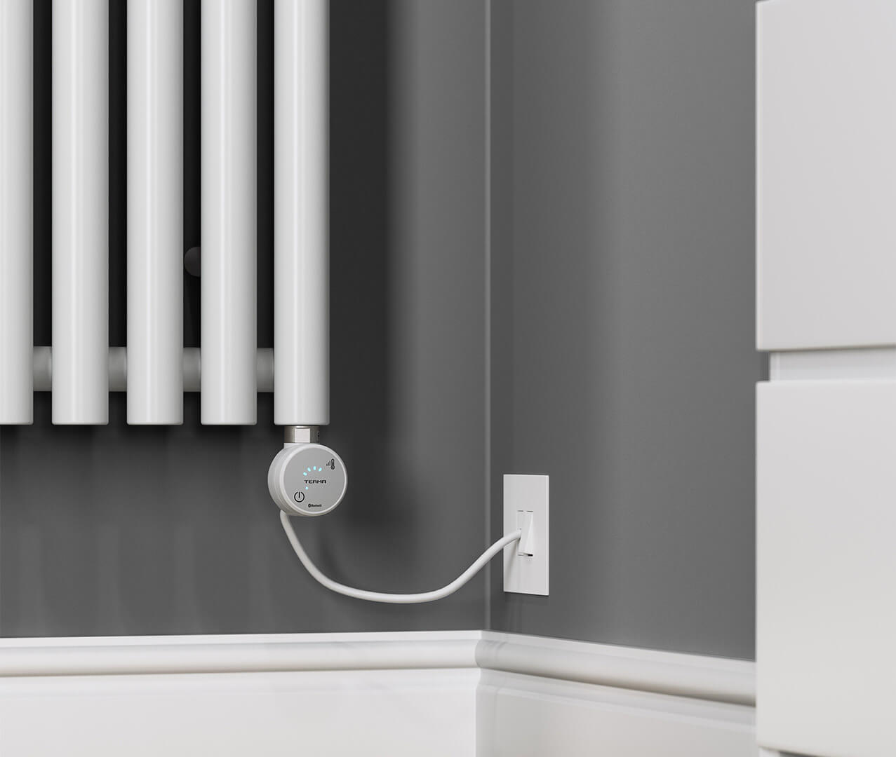 Levanto Vertical Electric Radiator White Controls