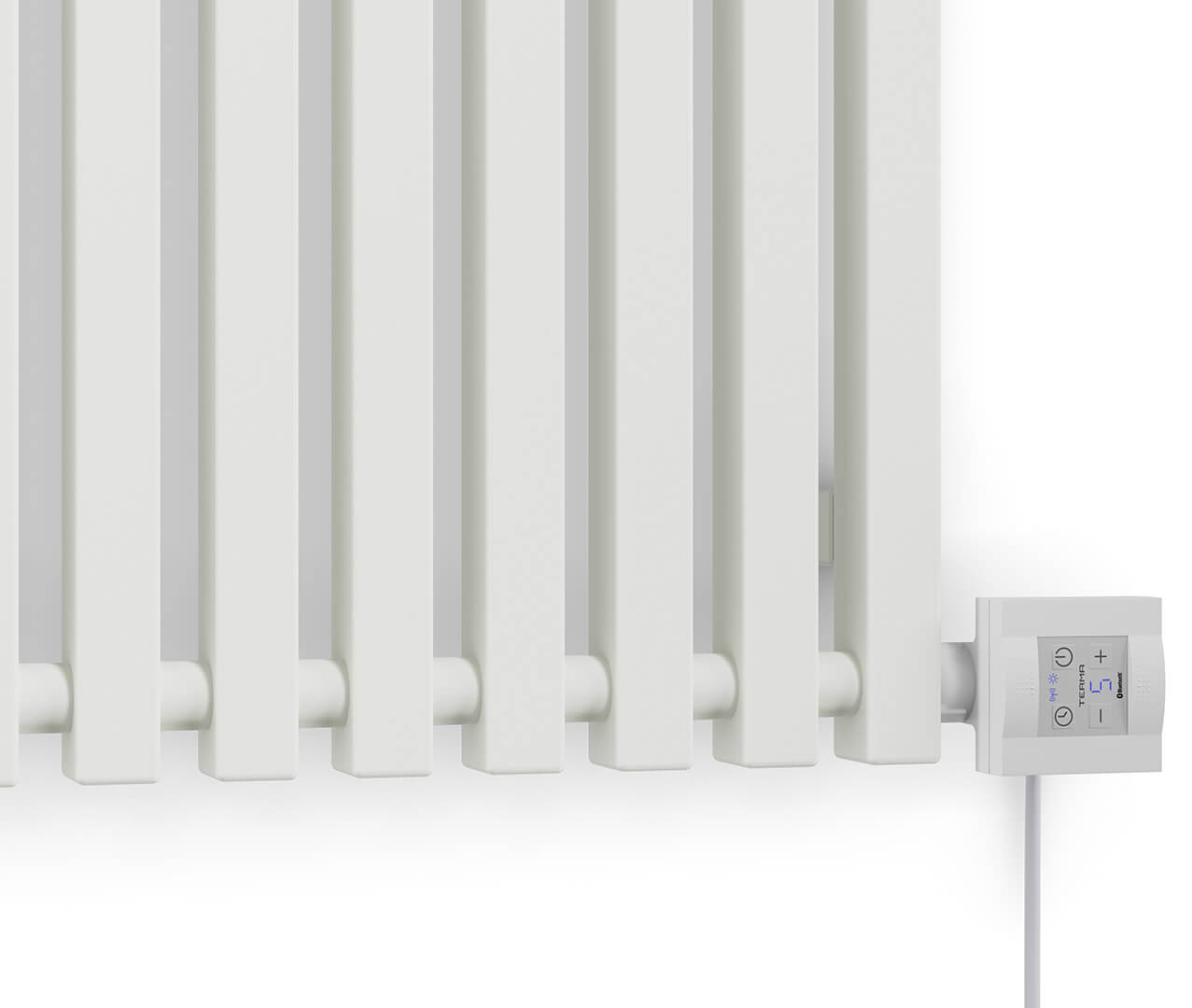 Morrano Designer Electric Radiator Sea Salt White Controls