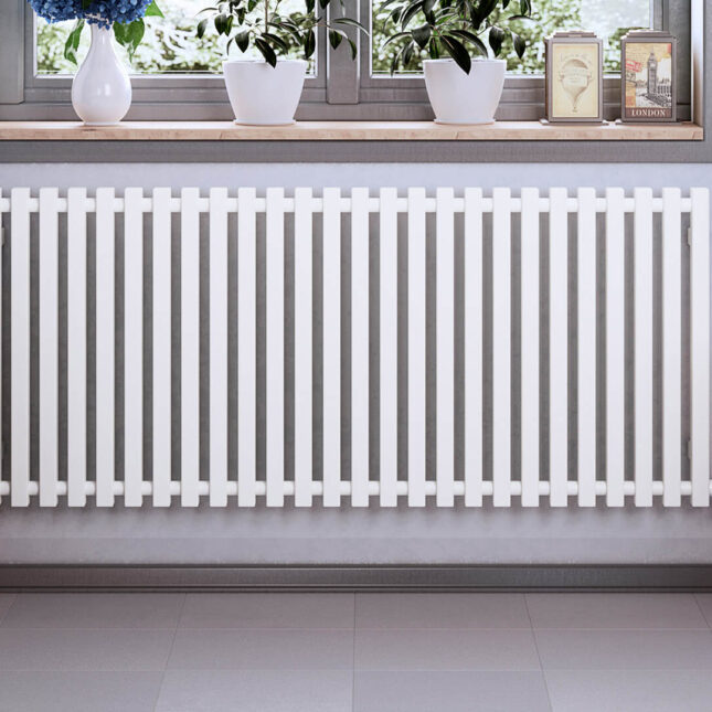 Morrano Designer Electric Radiator Sea Salt White Front Close Up 1000W