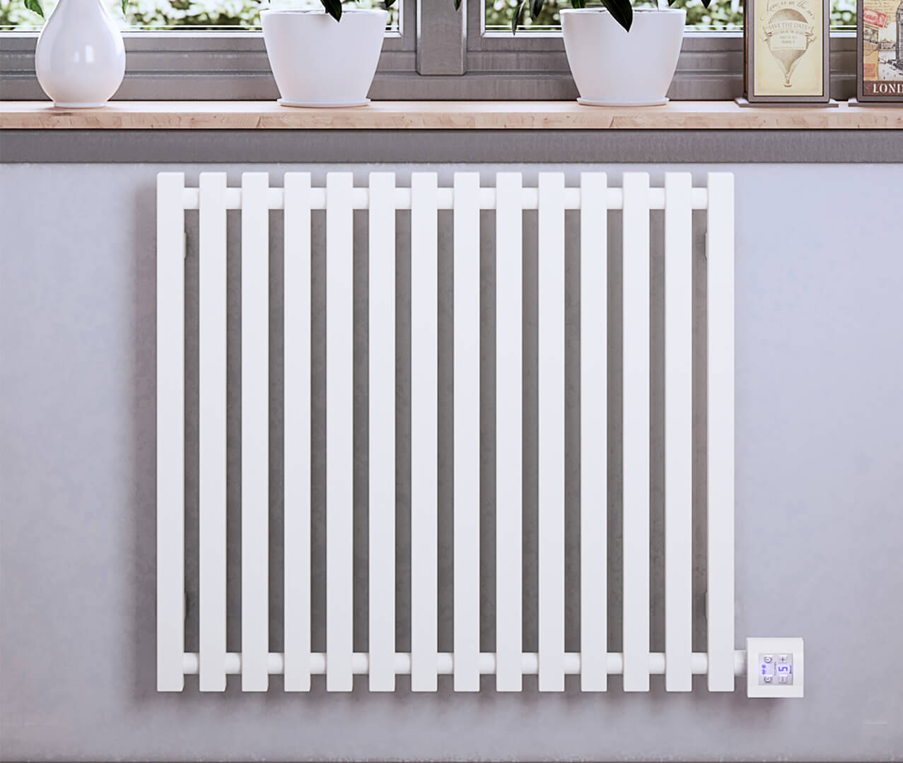 Morrano Designer Electric Radiator Sea Salt White Front