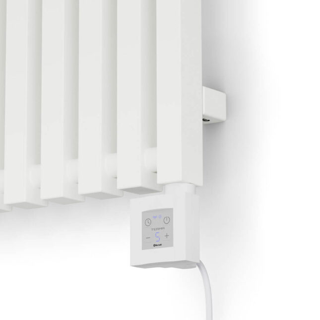 Morrano Vertical Electric Radiator Sea Salt White Controls