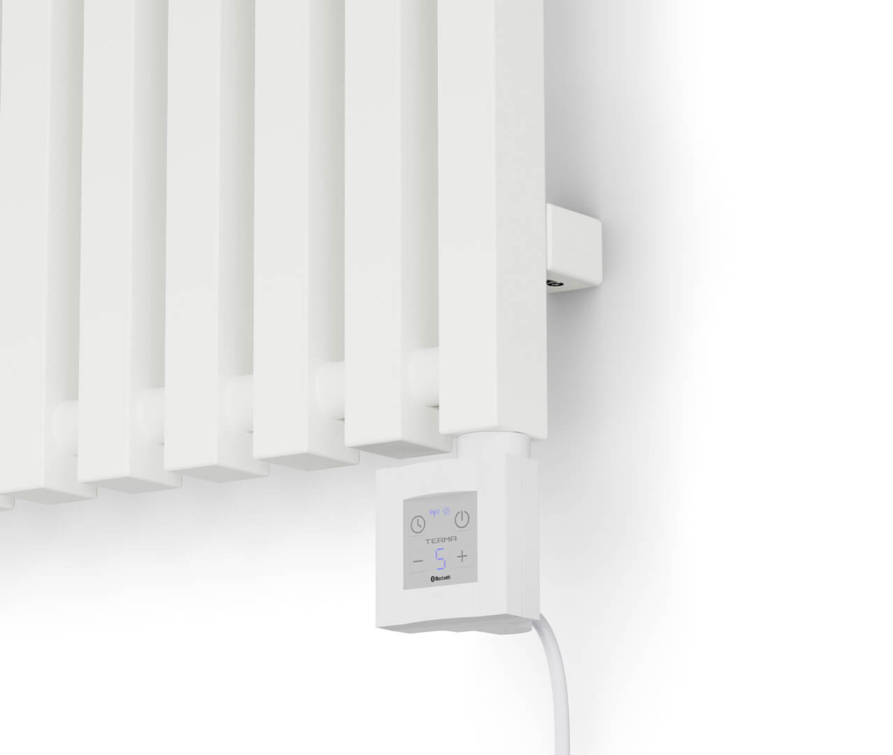 Morrano Vertical Electric Radiator Sea Salt White Controls