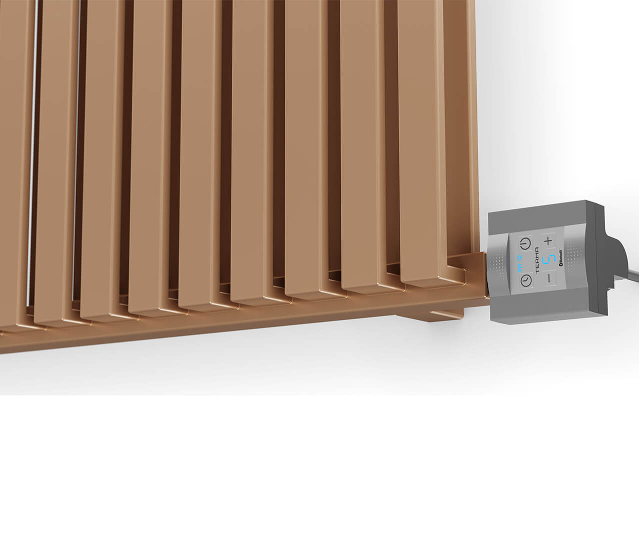 Romano Designer Electric Radiator Bright Copper Controls