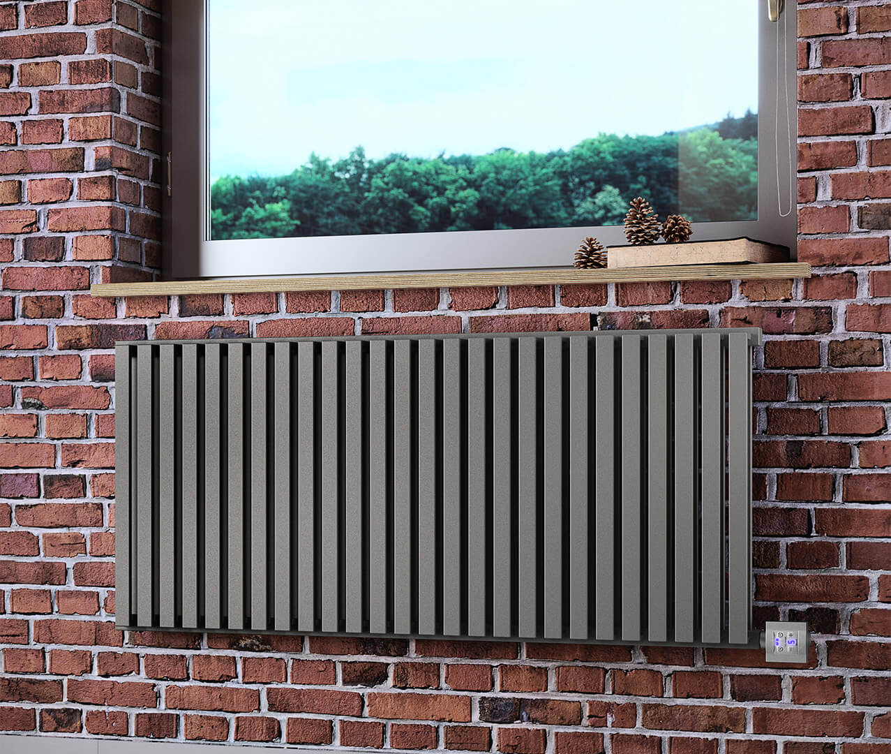 Romano Designer Electric Radiator Metallic Stone Front Image 2