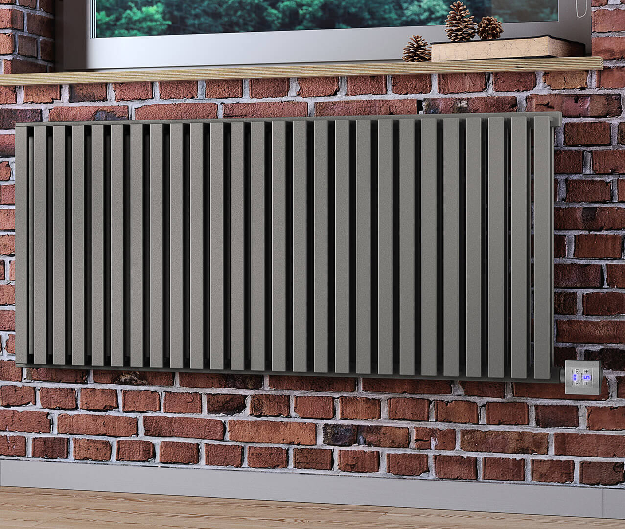 Romano Designer Electric Radiator Metallic Stone Front Image