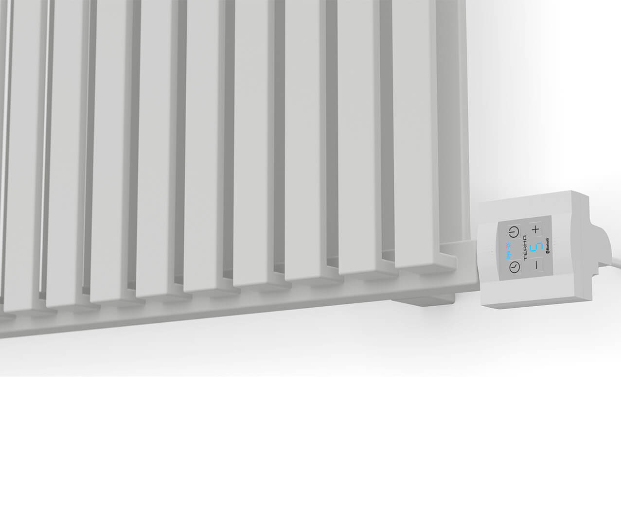 Romano Designer Electric Radiator Sea Salt White Controls