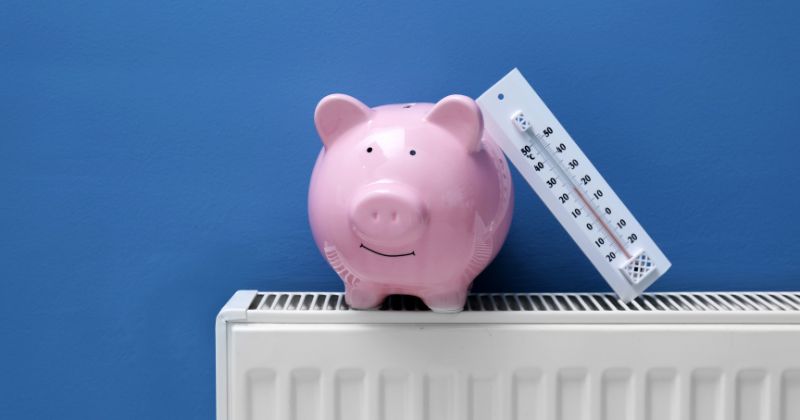 An energy-saving electric radiator with a piggy bank and barometer.