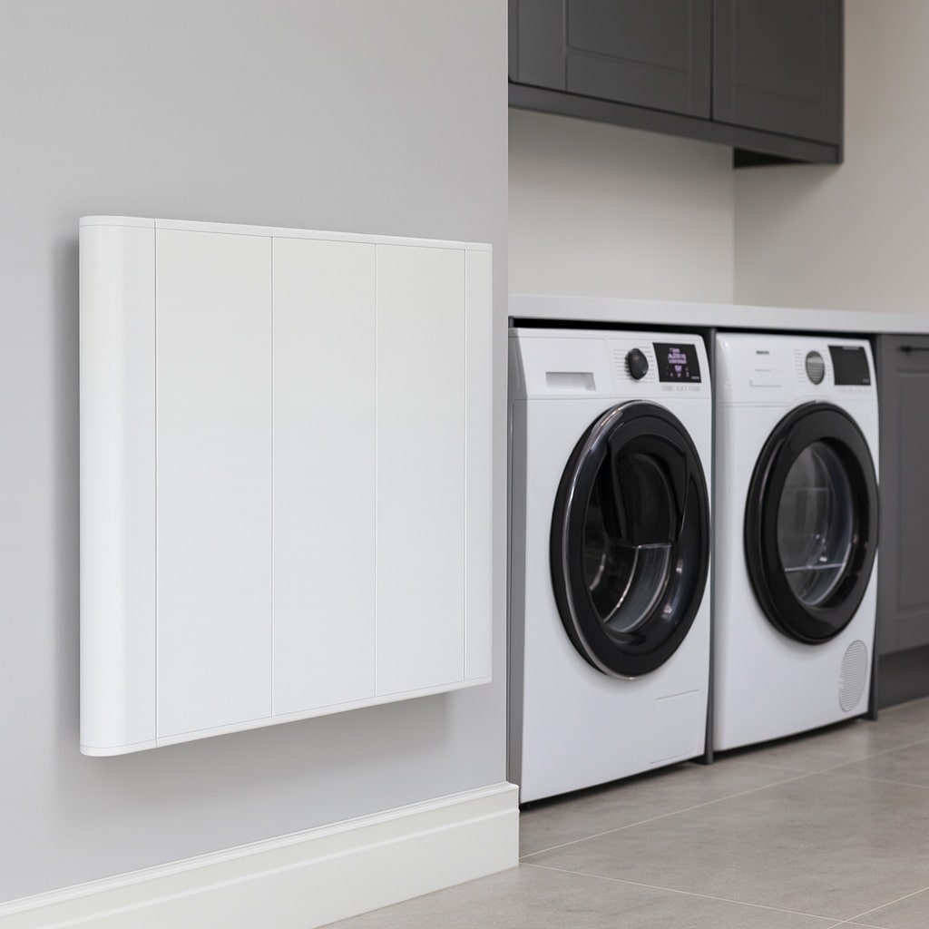 Utility room electric radiator Slimline Curve