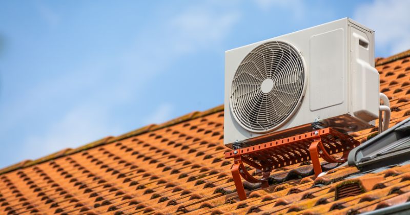 Air Source Heat Pumps installed on a house's roof