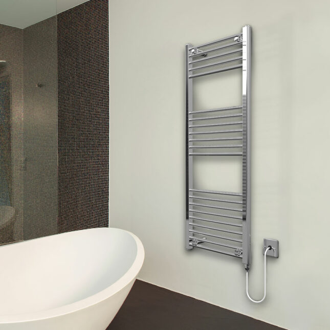 Classic Chrome Electric Towel Rail 645x645