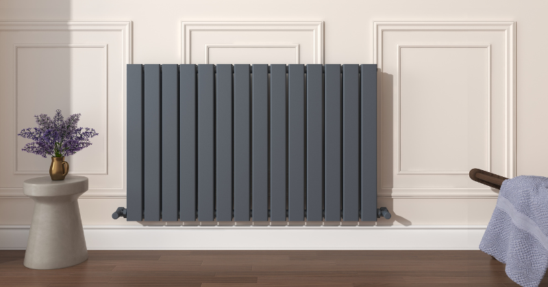 Amalfi Horizontal Flat Double Anthracite Electric Radiator Wall Mounted