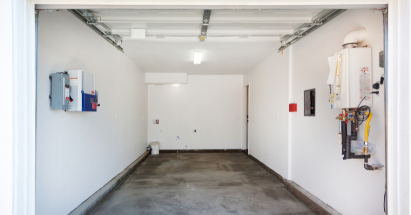 Empty garage room post-renovation in white