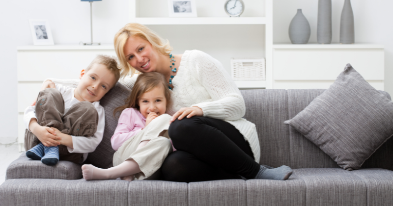 Happy family enjoying time in their living room