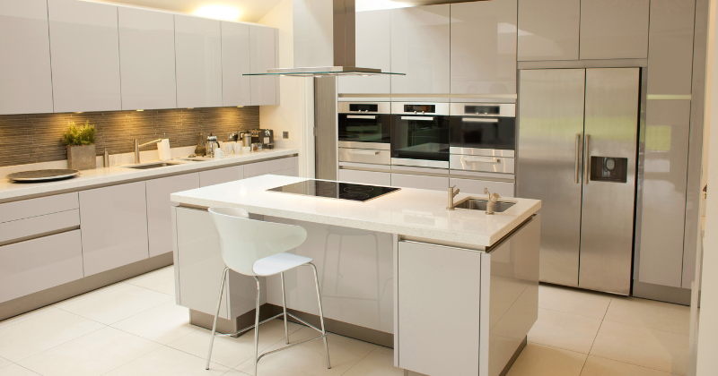 Cream-colored kitchen interior design